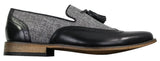 Miesten tweed- ja nahkaiset loaferit ajokengät, slip-on-kengät, tupsukuvio, vintage-retro