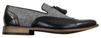 Miesten tweed- ja nahkaiset loaferit ajokengät, slip-on-kengät, tupsukuvio, vintage-retro