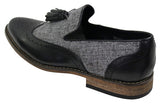 Miesten tweed- ja nahkaiset loaferit ajokengät, slip-on-kengät, tupsukuvio, vintage-retro