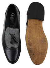 Miesten tweed- ja nahkaiset loaferit ajokengät, slip-on-kengät, tupsukuvio, vintage-retro