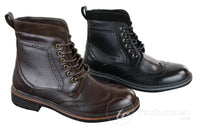 Galax GLX3521 miesten ruskeat mustat brogue-nilkkurit, nahkaiset mokkanahkaiset nauhalliset cowboy-nilkkurit, älykkäät rentoa kengät