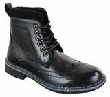 Galax GLX3521 miesten ruskeat mustat brogue-nilkkurit, nahkaiset mokkanahkaiset nauhalliset cowboy-nilkkurit, älykkäät rentoa kengät