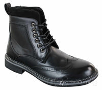 Galax GLX3521 miesten ruskeat mustat brogue-nilkkurit, nahkaiset mokkanahkaiset nauhalliset cowboy-nilkkurit, älykkäät rentoa kengät
