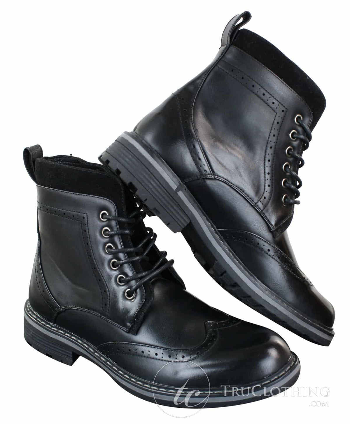 Galax GLX3521 miesten ruskeat mustat brogue-nilkkurit, nahkaiset mokkanahkaiset nauhalliset cowboy-nilkkurit, älykkäät rentoa kengät