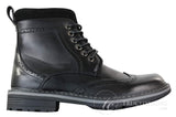 Galax GLX3521 miesten ruskeat mustat brogue-nilkkurit, nahkaiset mokkanahkaiset nauhalliset cowboy-nilkkurit, älykkäät rentoa kengät