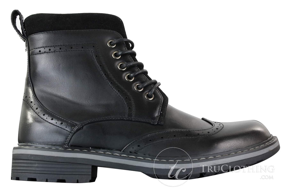 Galax GLX3521 miesten ruskeat mustat brogue-nilkkurit, nahkaiset mokkanahkaiset nauhalliset cowboy-nilkkurit, älykkäät rentoa kengät