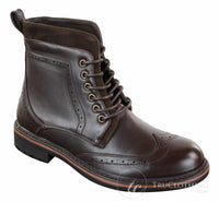 Galax GLX3521 miesten ruskeat mustat brogue-nilkkurit, nahkaiset mokkanahkaiset nauhalliset cowboy-nilkkurit, älykkäät rentoa kengät