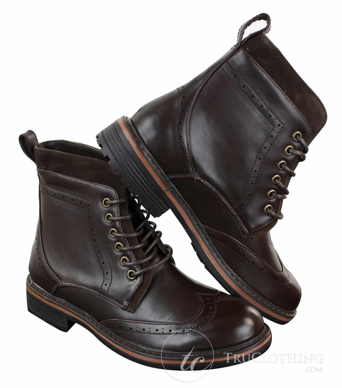 Galax GLX3521 miesten ruskeat mustat brogue-nilkkurit, nahkaiset mokkanahkaiset nauhalliset cowboy-nilkkurit, älykkäät rentoa kengät