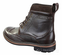 Galax GLX3521 miesten ruskeat mustat brogue-nilkkurit, nahkaiset mokkanahkaiset nauhalliset cowboy-nilkkurit, älykkäät rentoa kengät