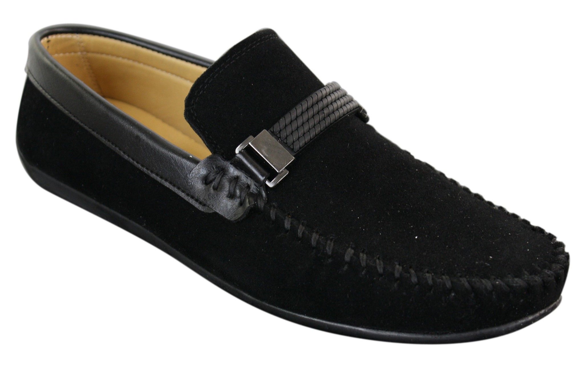 Galax ZD71 - Miesten slip-on-mokkanahkaiset PU-nahkaiset ajokengät, soljella ja mokkasiinilla