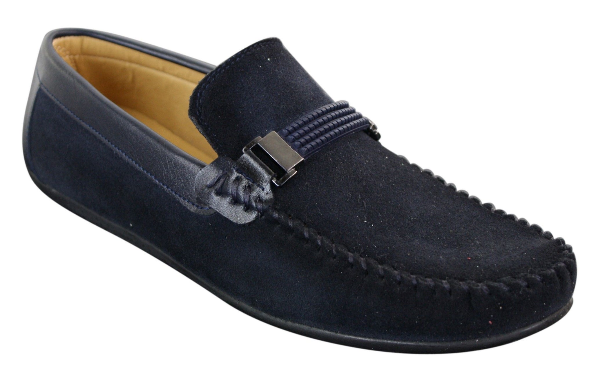 Galax ZD71 - Miesten slip-on-mokkanahkaiset PU-nahkaiset ajokengät, soljella ja mokkasiinilla