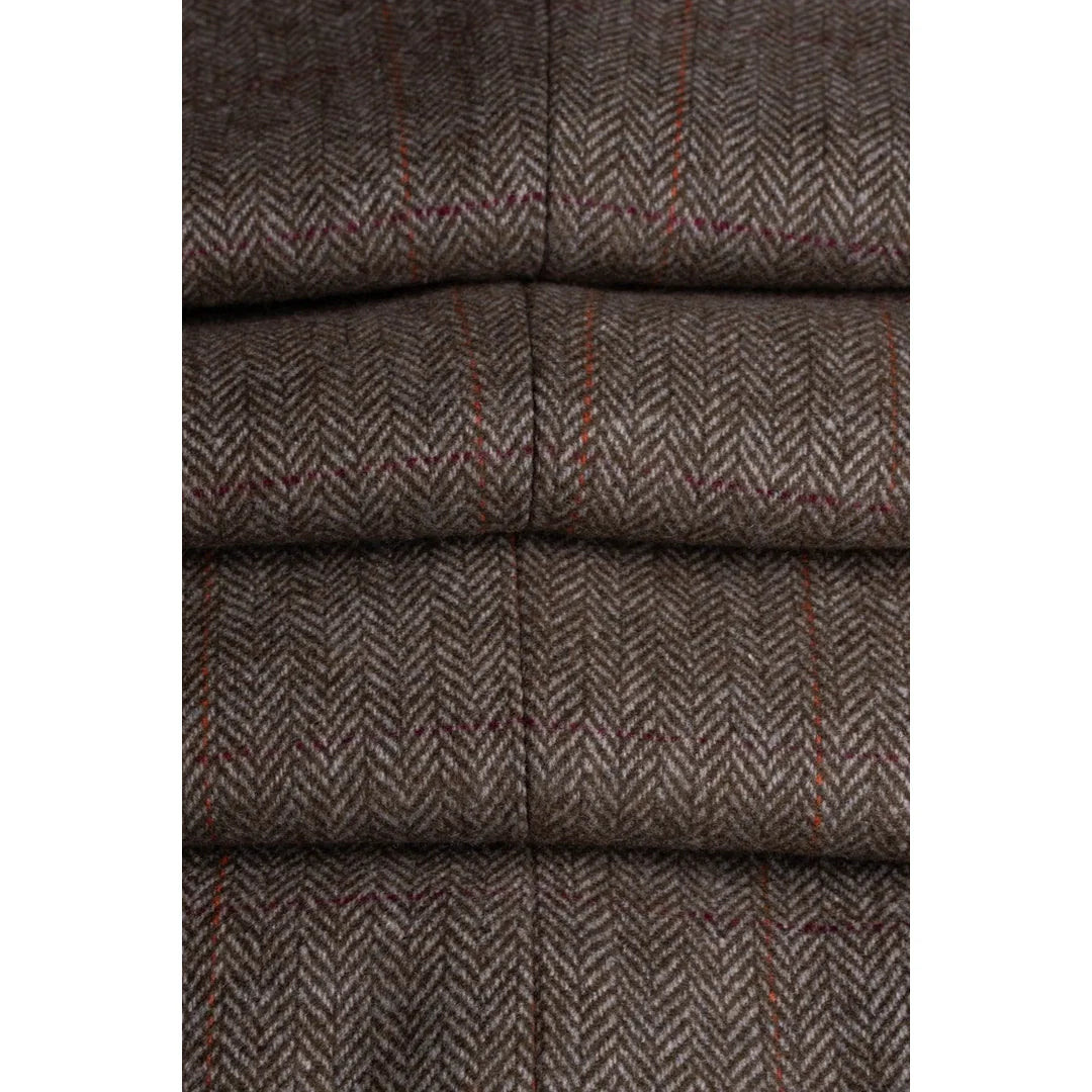 Gaston - Miesten oliivinvihreä tweed-ruutuliivi
