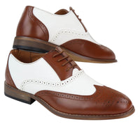 Miesten ruskeat/valkoiset brogue-kengät