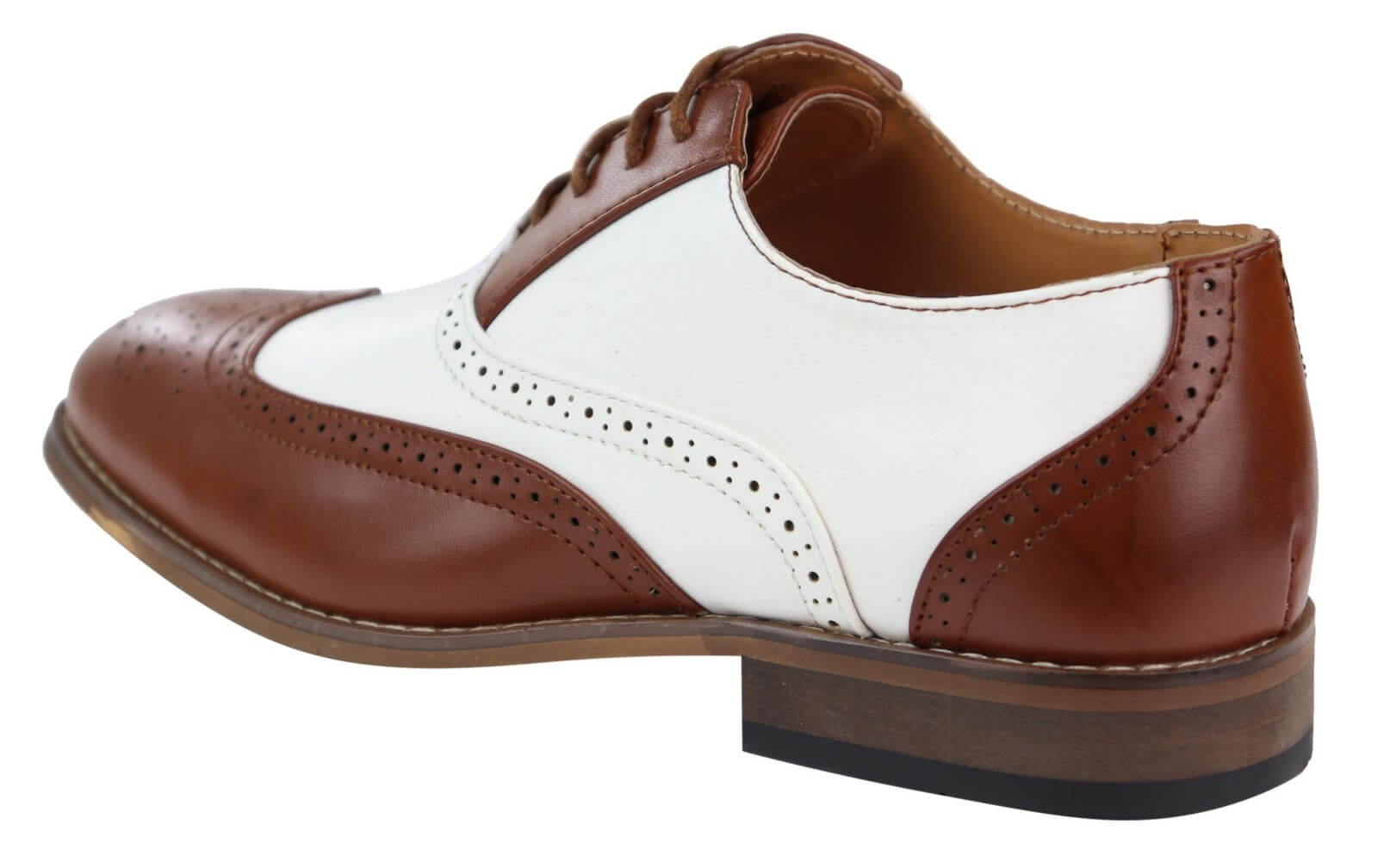 Miesten ruskeat/valkoiset brogue-kengät