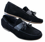 Miesten slip-on-nahkaiset sisäpuoliset PU-mokkanahkaiset ajokengät, tupsulliset mokkasiinit, rento tyyli