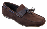 Miesten slip-on-nahkaiset sisäpuoliset PU-mokkanahkaiset ajokengät, tupsulliset mokkasiinit, rento tyyli