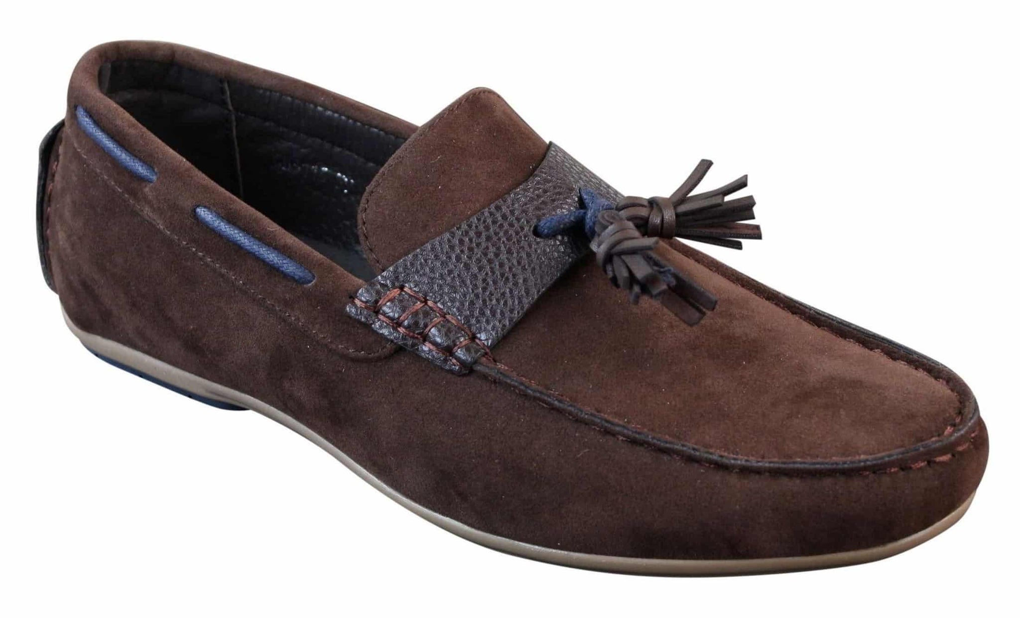 Miesten slip-on-nahkaiset sisäpuoliset PU-mokkanahkaiset ajokengät, tupsulliset mokkasiinit, rento tyyli
