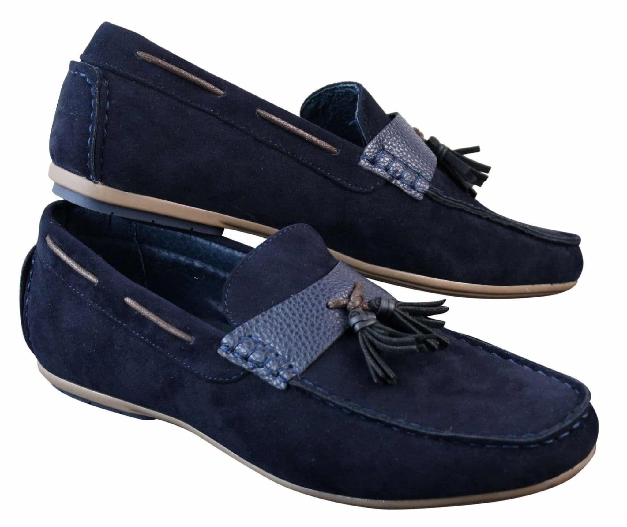 Miesten slip-on-nahkaiset sisäpuoliset PU-mokkanahkaiset ajokengät, tupsulliset mokkasiinit, rento tyyli