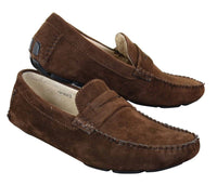 Miesten slip-on-mokkanahkakengät, mokkasiinit, rento tyyli, ruskea ja beige