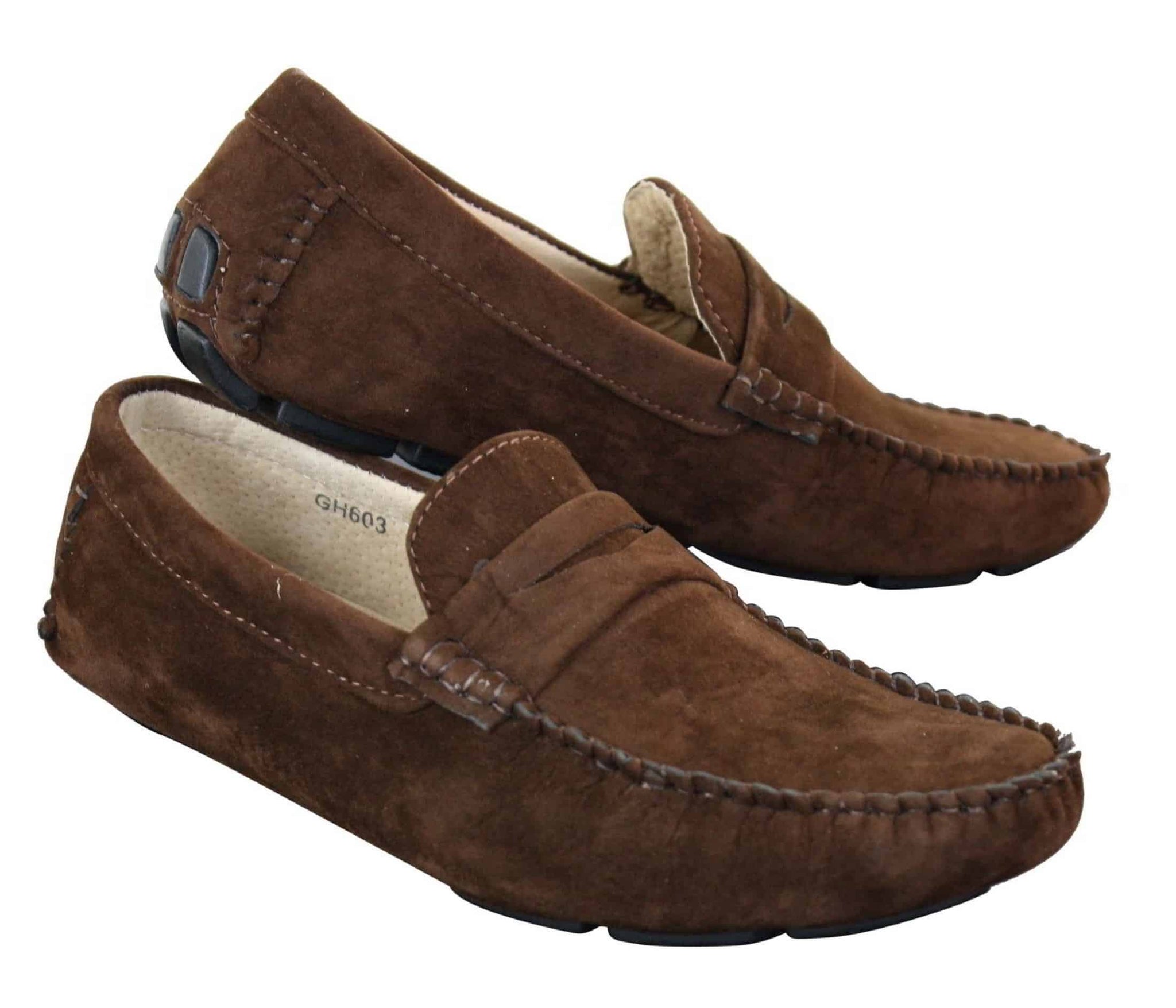 Miesten slip-on-mokkanahkakengät, mokkasiinit, rento tyyli, ruskea ja beige