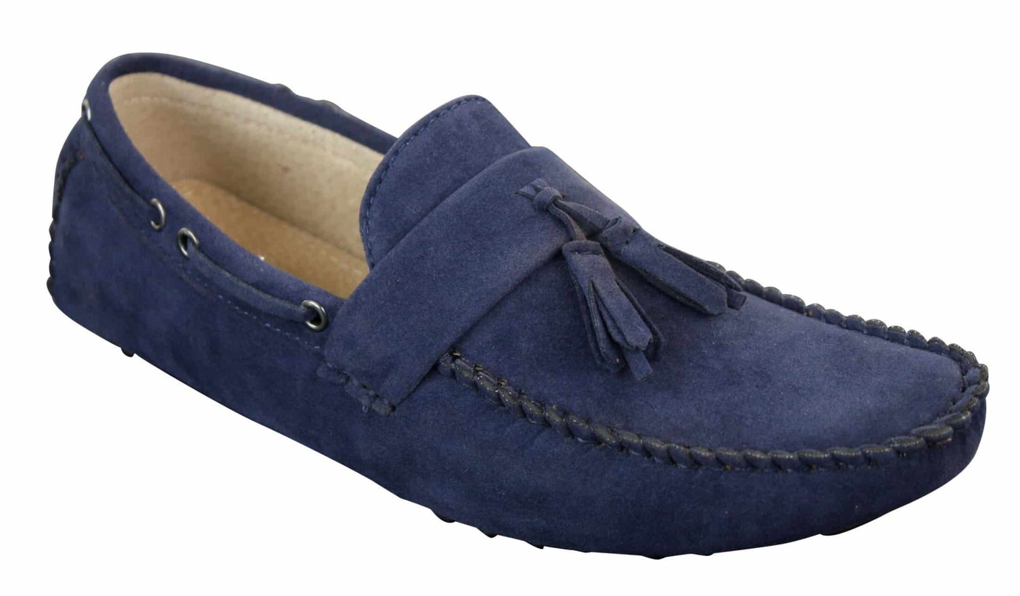 Miesten mokkanahkaiset ruskeat laivastonsiniset tupsukoristeiset mokkasiinit ajokengät mokkasiinit slip-on nahkakengät