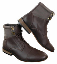 Galax GLX3517 miesten slim fit vintage retro Sherlock-nauhalliset älykkäät rento nilkkurit nahkaa