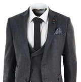 Harmaa tweed-puku, 3-osainen