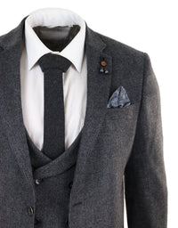 Harmaa tweed-puku, 3-osainen