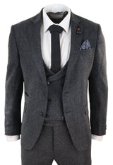 Harmaa tweed-puku, 3-osainen