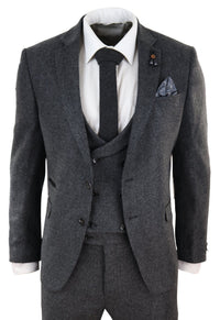 Harmaa tweed-puku, 3-osainen