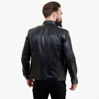 Happy Gentleman B102 - Miesten musta biker-takki, mittatilaustyönä tehty aidosta nahasta