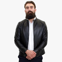Happy Gentleman B110 - Aito musta nahkatakki miehille - Slim fit