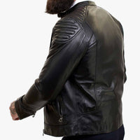 Happy Gentleman B110 - Aito musta nahkatakki miehille - Slim fit