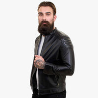 Happy Gentleman B110 - Aito musta nahkatakki miehille - Slim fit