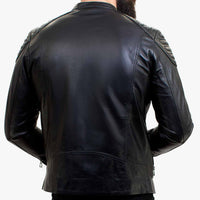 Happy Gentleman B110 - Aito musta nahkatakki miehille - Slim fit