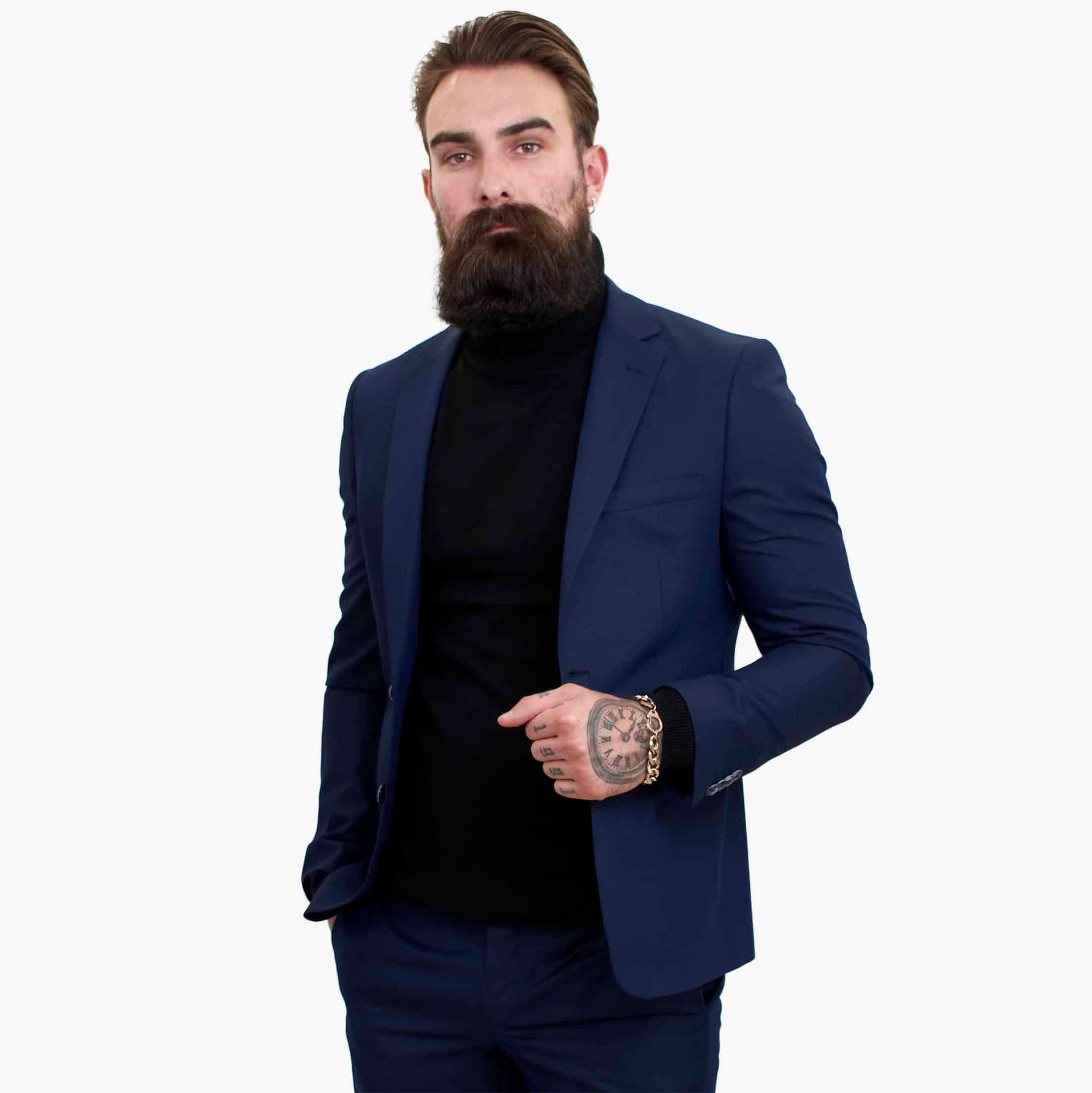 Happy Gentleman BELLO tummansininen kolmiosainen villapuku mittatilaustyönä