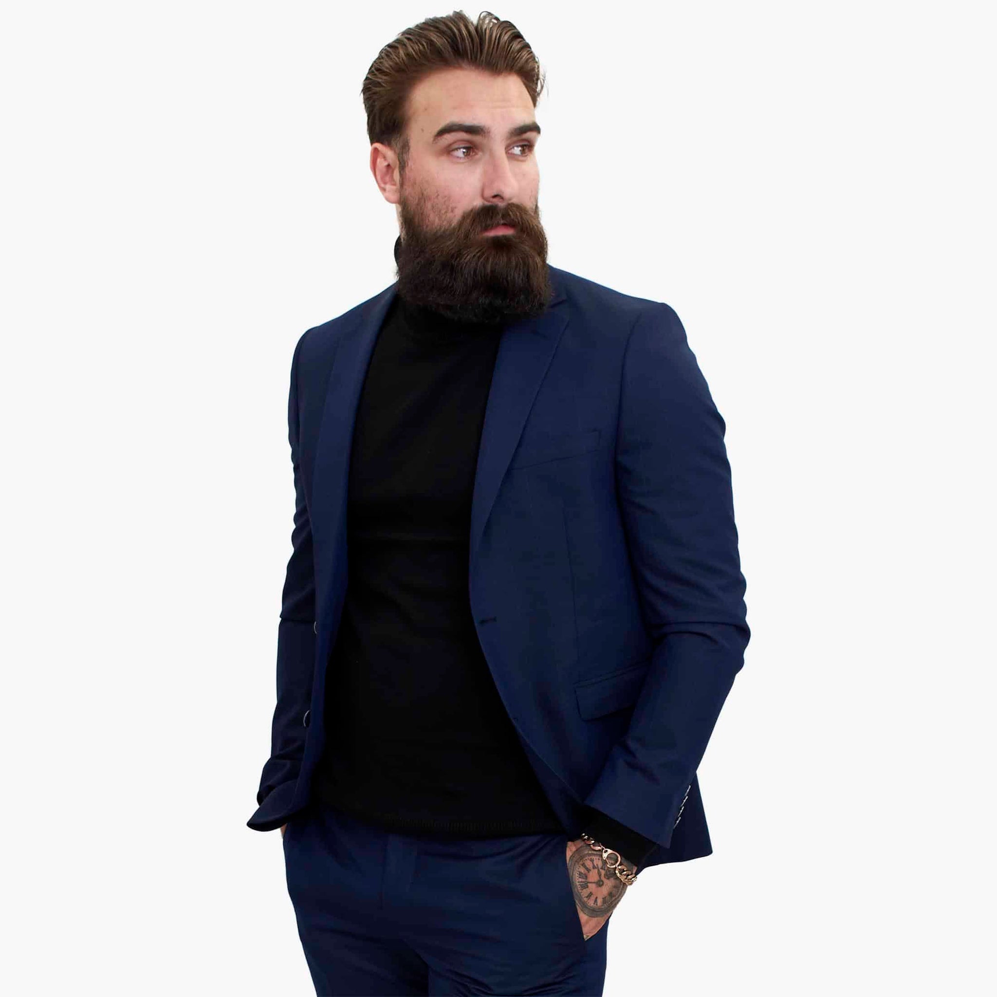 Happy Gentleman BELLO tummansininen kolmiosainen villapuku mittatilaustyönä