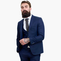 Happy Gentleman BELLO tummansininen kolmiosainen villapuku mittatilaustyönä