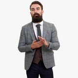 Happy Gentleman ELEGANTE -villainen kolmiosainen puku ja kontrastivärinen ruskea liivi