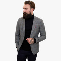 Happy Gentleman ELEGANTE -villainen kolmiosainen puku ja kontrastivärinen ruskea liivi