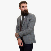 Happy Gentleman ELEGANTE -villainen kolmiosainen puku ja kontrastivärinen ruskea liivi