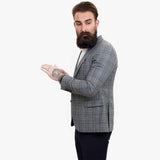 Happy Gentleman ELEGANTE -villainen kolmiosainen puku ja kontrastivärinen ruskea liivi