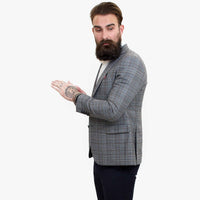 Happy Gentleman ELEGANTE -villainen kolmiosainen puku ja kontrastivärinen ruskea liivi