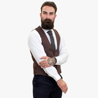 Happy Gentleman ELEGANTE -villainen kolmiosainen puku ja kontrastivärinen ruskea liivi