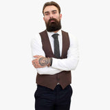Happy Gentleman ELEGANTE -villainen kolmiosainen puku ja kontrastivärinen ruskea liivi