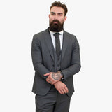 Happy Gentleman MIROLE harmaa mittatilaustyönä tehty kolmiosainen villapuku