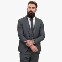 Happy Gentleman MIROLE harmaa mittatilaustyönä tehty kolmiosainen villapuku