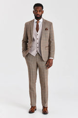 Harrisin ruskea tweed-puku ja Mayfair Stone -liivi