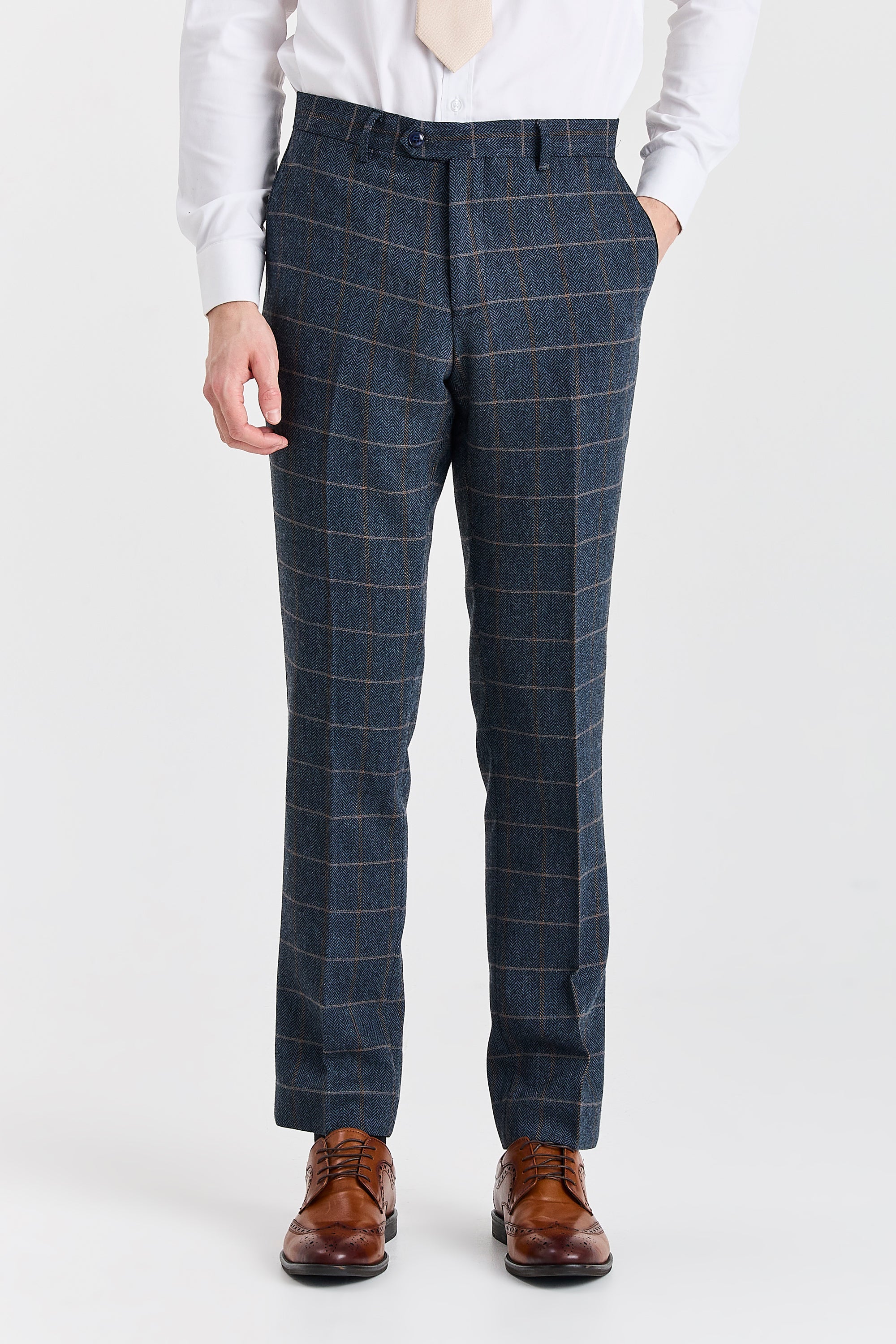 Harris - Miesten tummansiniset tweed-villasekoitehousut