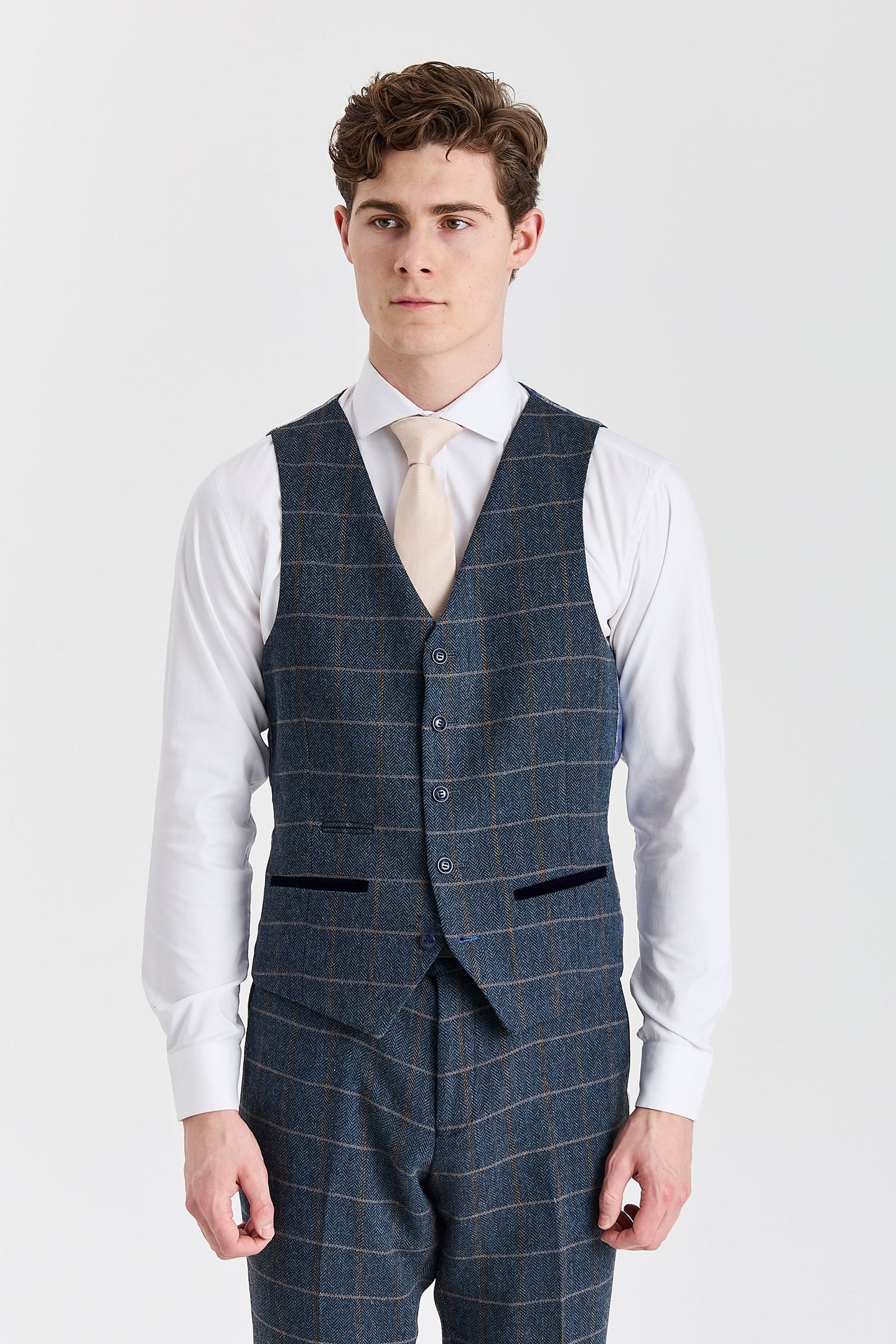 Harris - Miesten tummansininen tweed-villasekoiteliivi